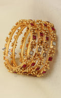 Gold Look Ruby With Ghungroo Bangles Online In India