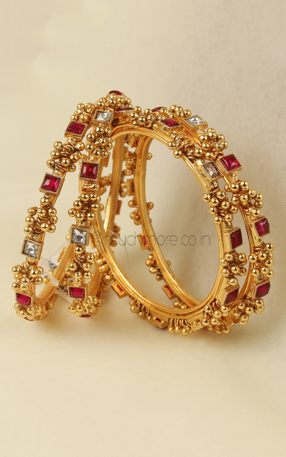 Gold Look Ruby With Ghungroo Bangles Online In India
