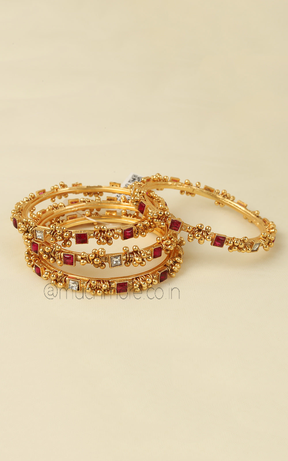 Gold Look Ruby With Ghungroo Bangles Online In India
