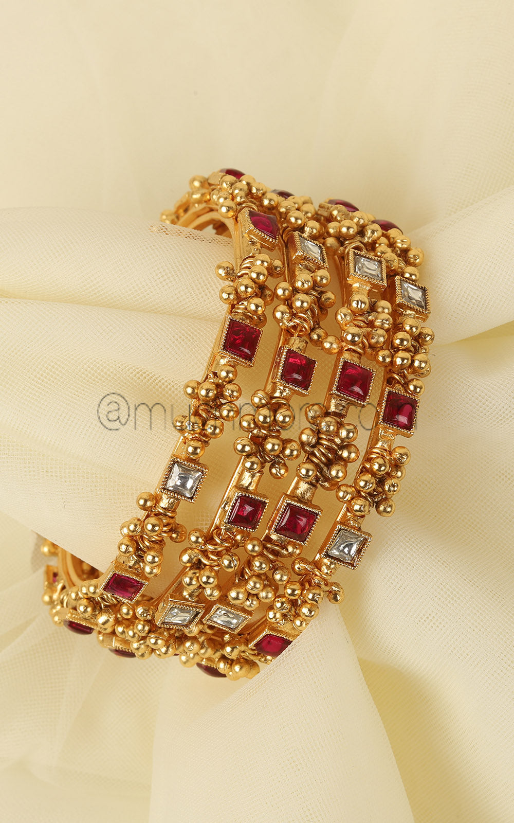 Gold Look Ruby With Ghungroo Bangles Online In India
