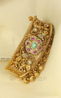 Gold Look Bracelet Style Ruby Green With Hanging Bangle