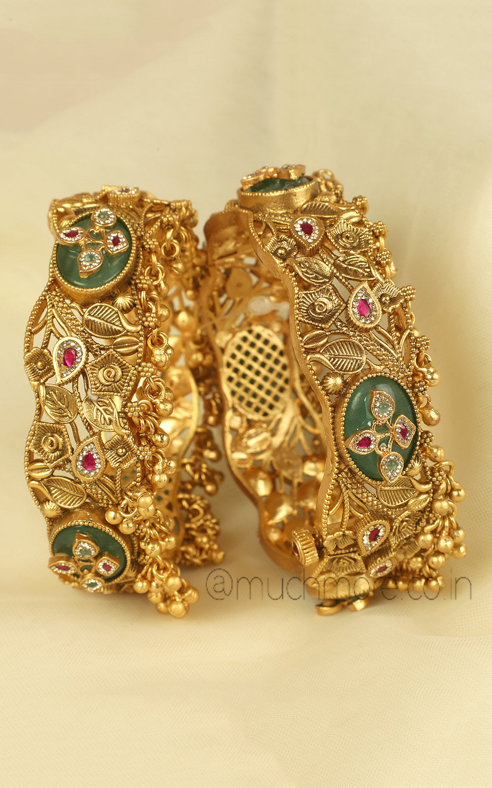 Shop  Now Mint Green Ruby Gold Polish Kangan Bangles