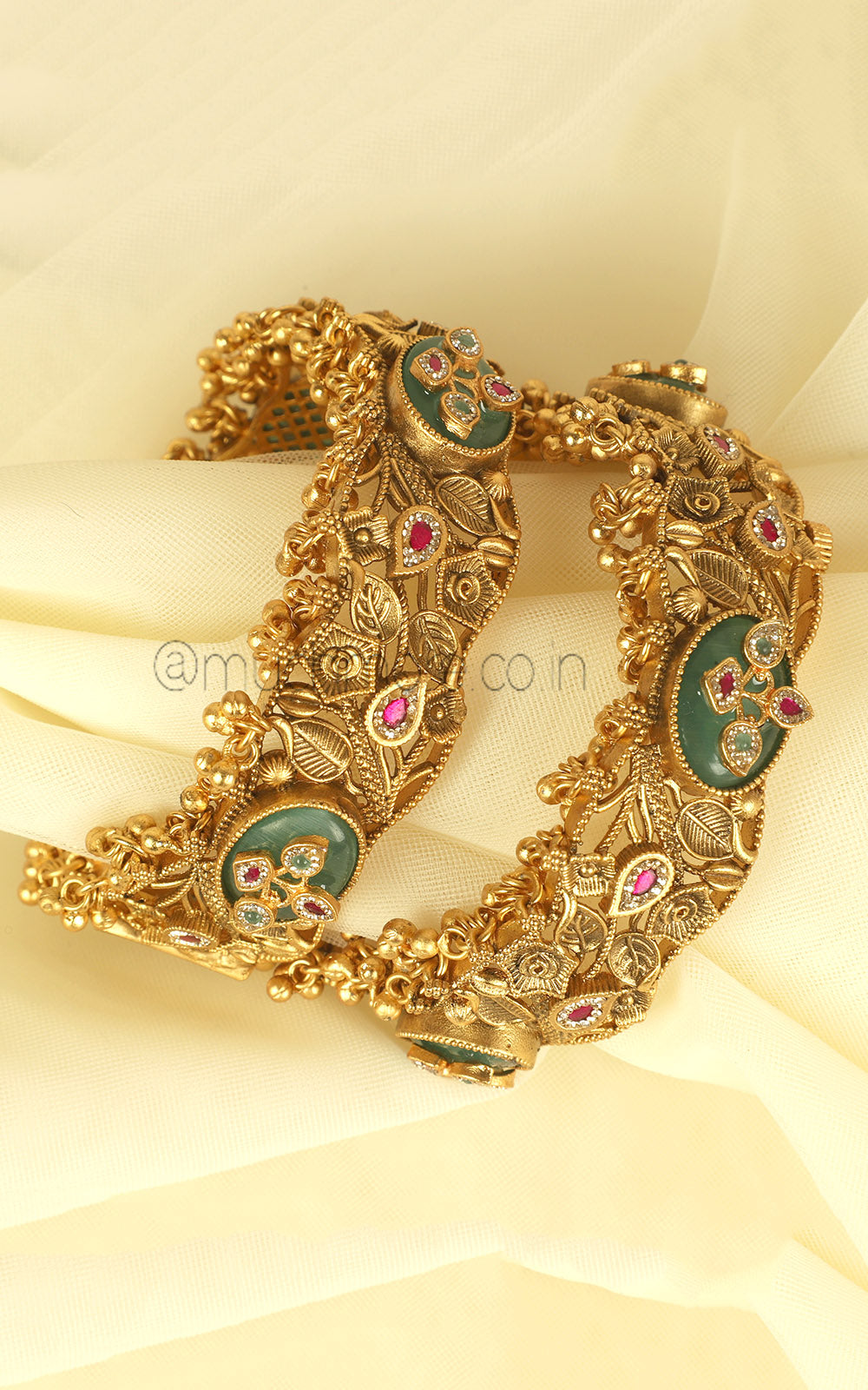 Shop  Now Mint Green Ruby Gold Polish Kangan Bangles