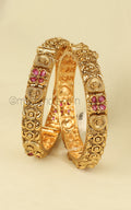 Gold Look Ruby Color Simple And Traditional Bangles