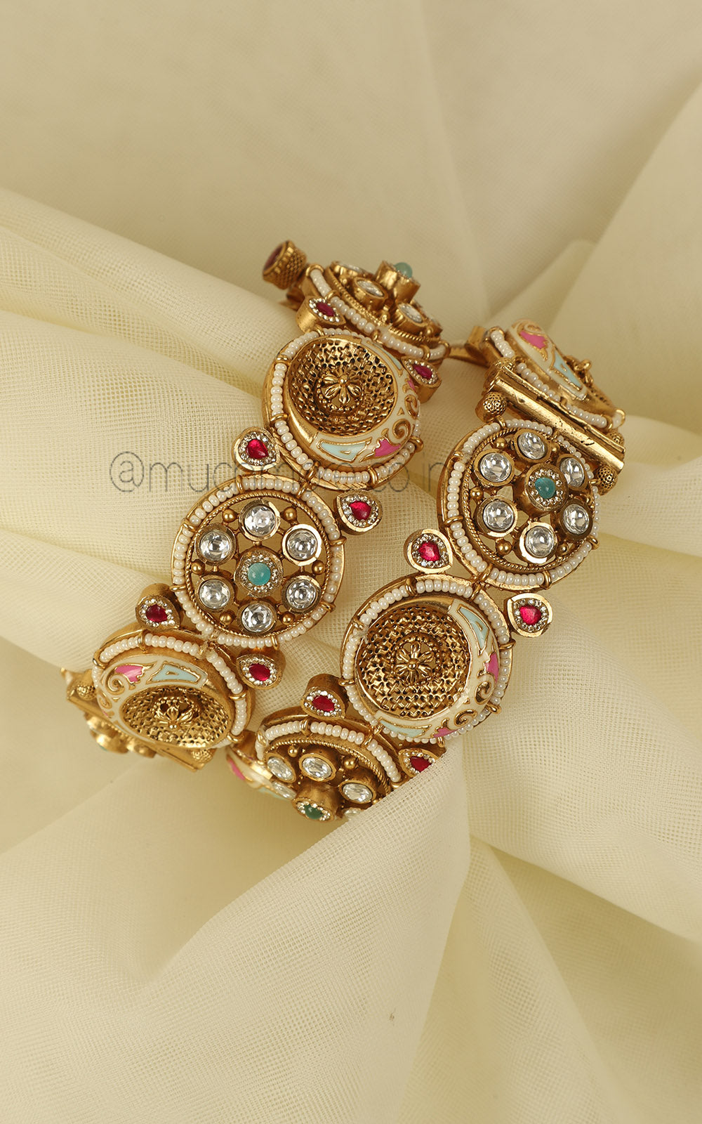 Premium Designer Bangles Polki Enamel Openable Styles