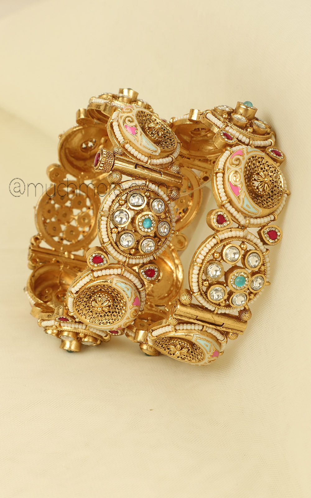 Premium Designer Bangles Polki Enamel Openable Styles