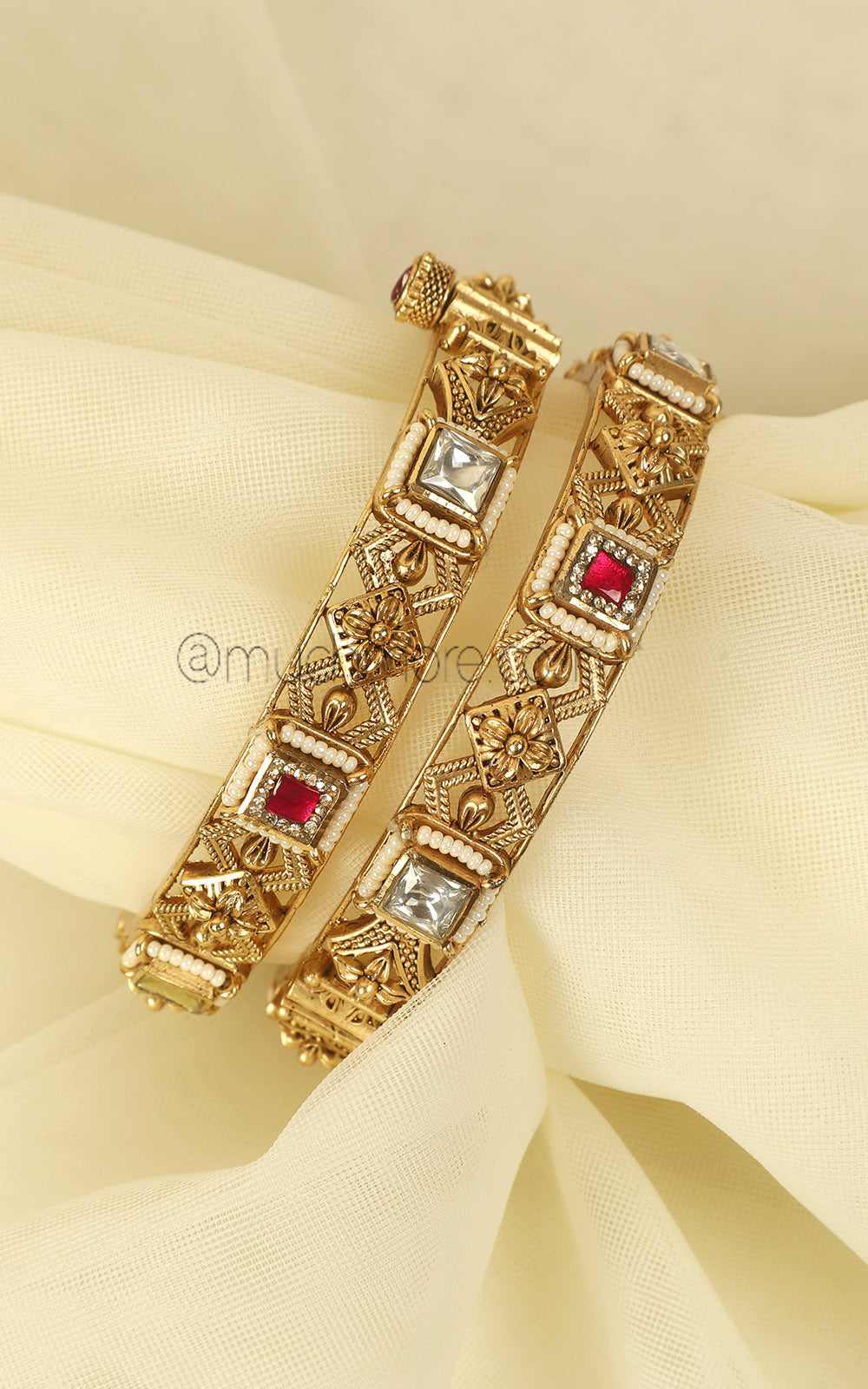 Gold Look Ruby Daily Wear Bangles At Low Price