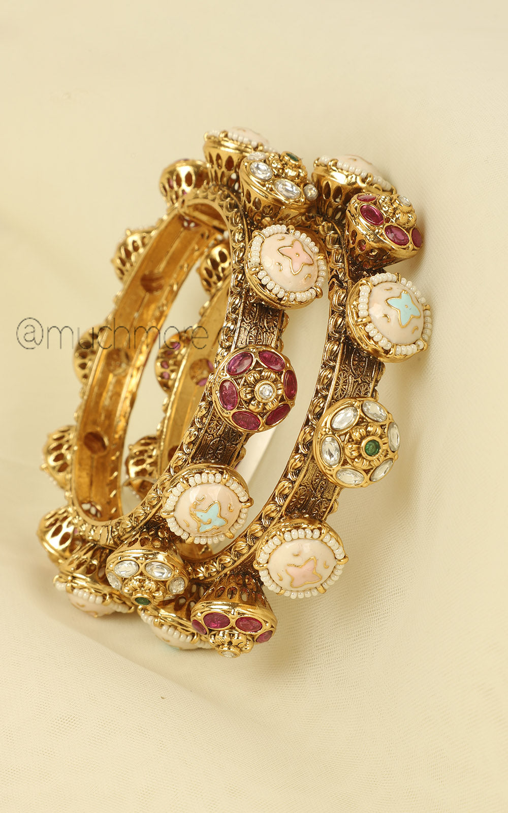 Pastel Color Gold Look Pacheli Designer Bangles