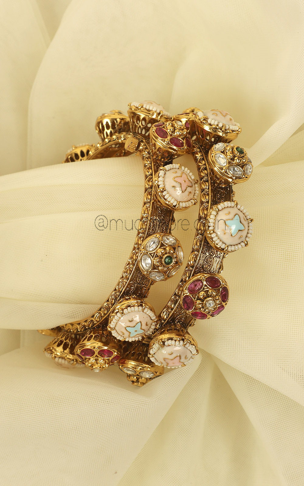Pastel Color Gold Look Pacheli Designer Bangles