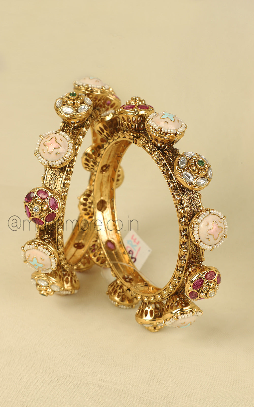 Pastel Color Gold Look Pacheli Designer Bangles