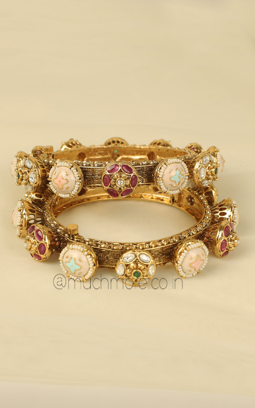 Pastel Color Gold Look Pacheli Designer Bangles