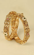 Daily Wear Gold Look Ruby Green Bangles Online In India