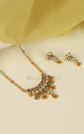 Light Weight Ruby Green Pendant With Earrings