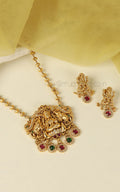 Temple Work Gold Look Pendant With Earrings At Much More