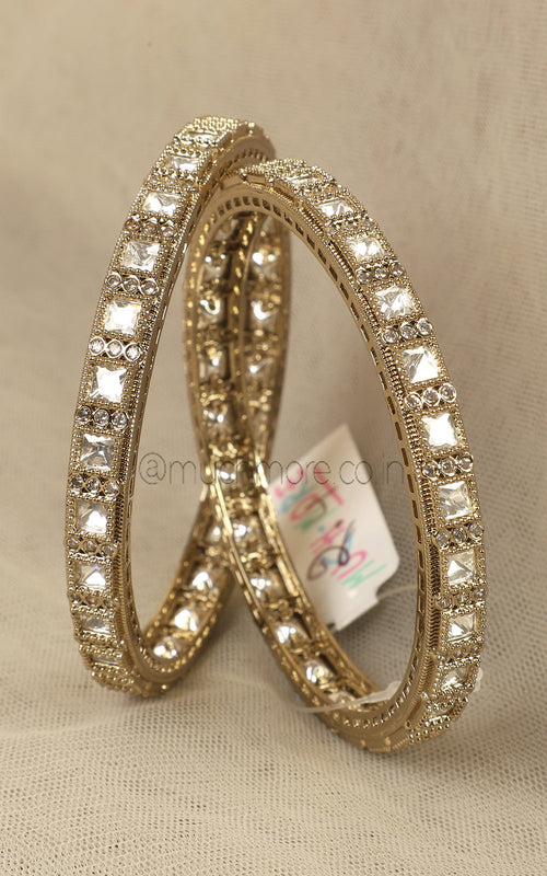 Antique Gold Polish Light Weight Bangles For Women