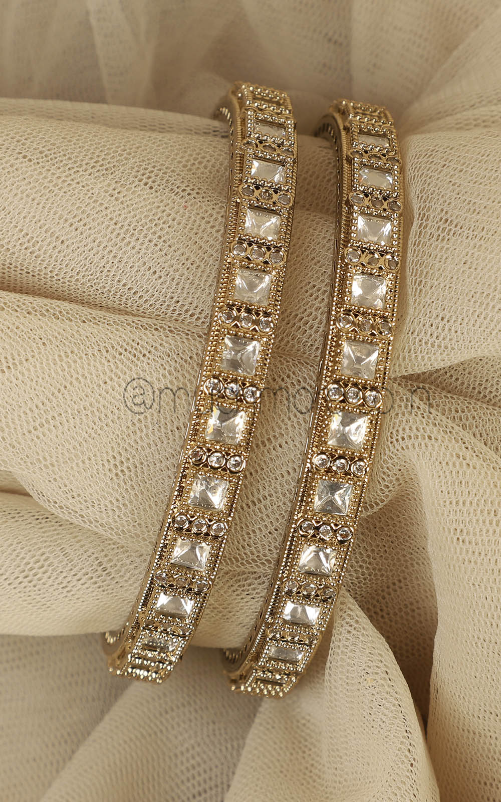 Antique Gold Polish Light Weight Bangles For Women