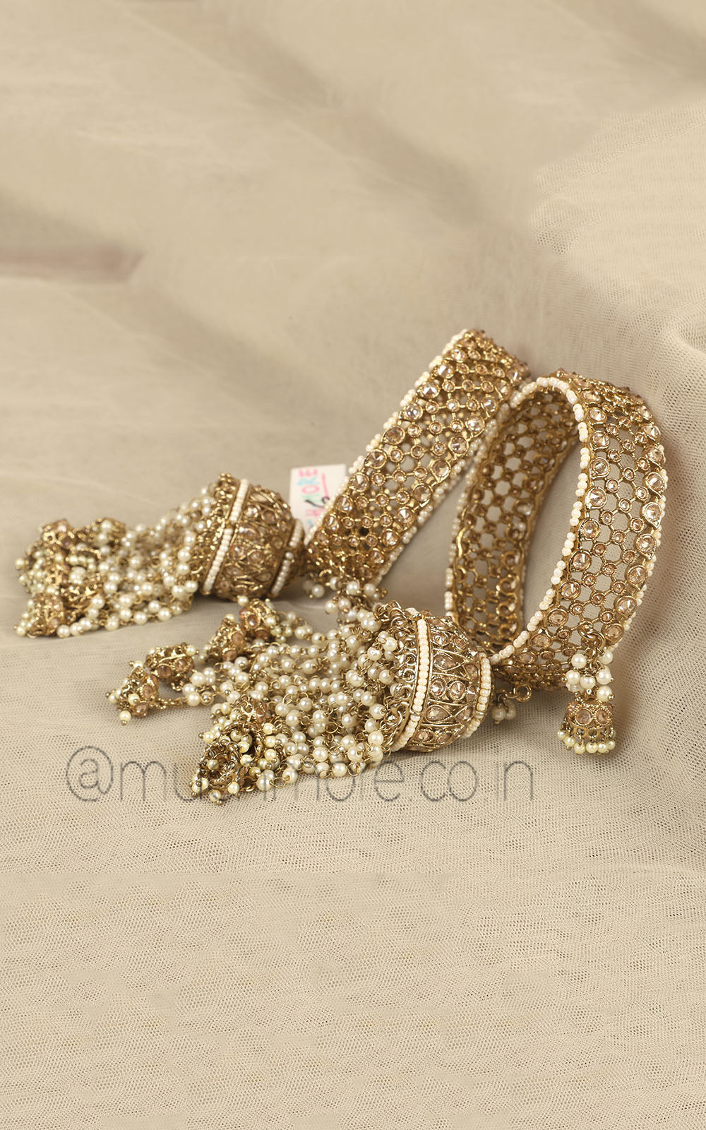 Jhumki Latkan Antique Gold Polish Bangles For Bride