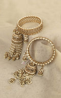 Jhumki Latkan Antique Gold Polish Bangles For Bride