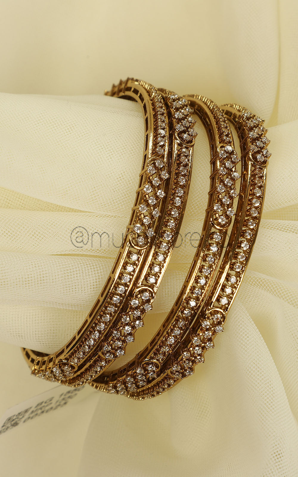 Set Of 4 Antique Gold Polish With Diamond Bangles Buy Online