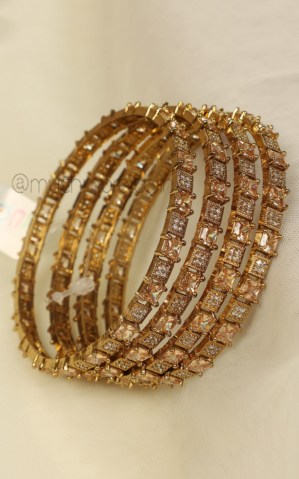 Champagne Color Gold Polish Set Of 4 Bangles