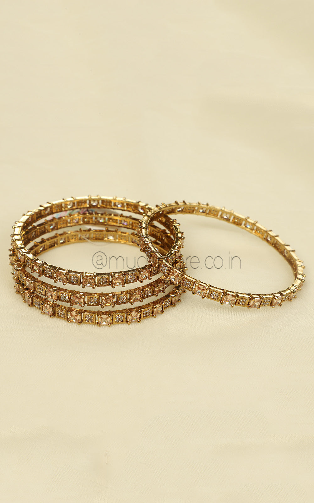 Champagne Color Gold Polish Set Of 4 Bangles