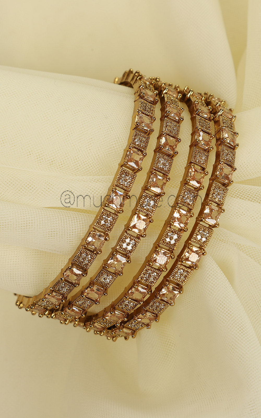 Champagne Color Gold Polish Set Of 4 Bangles