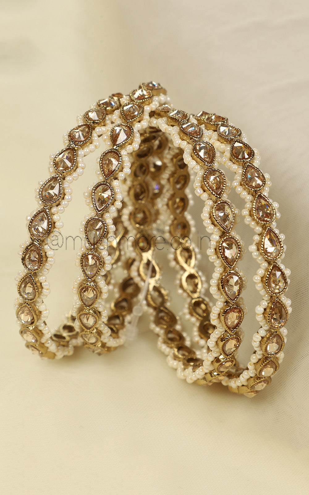 Shop Champagne Color Bangles With Pearl Bangles