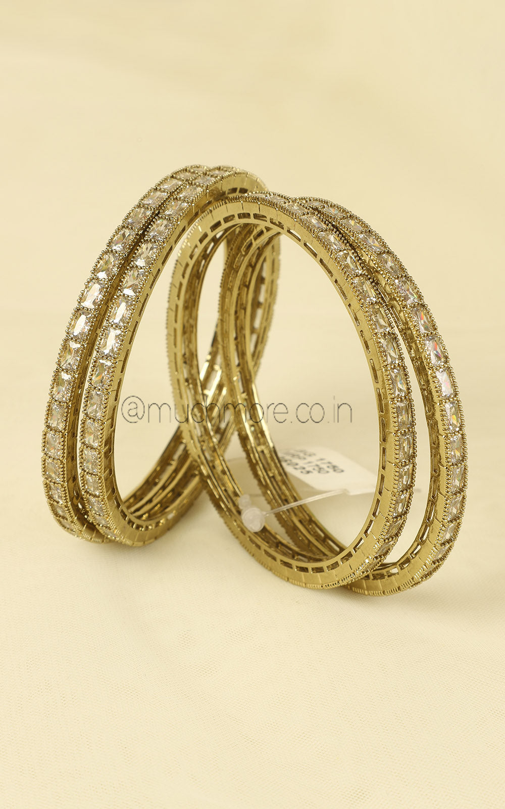 Elegant Antique Gold Bangles | Reverse AD Stone Set