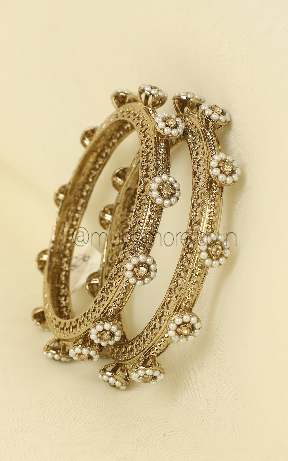 Pearl Pacheli Bangles in Antique Gold