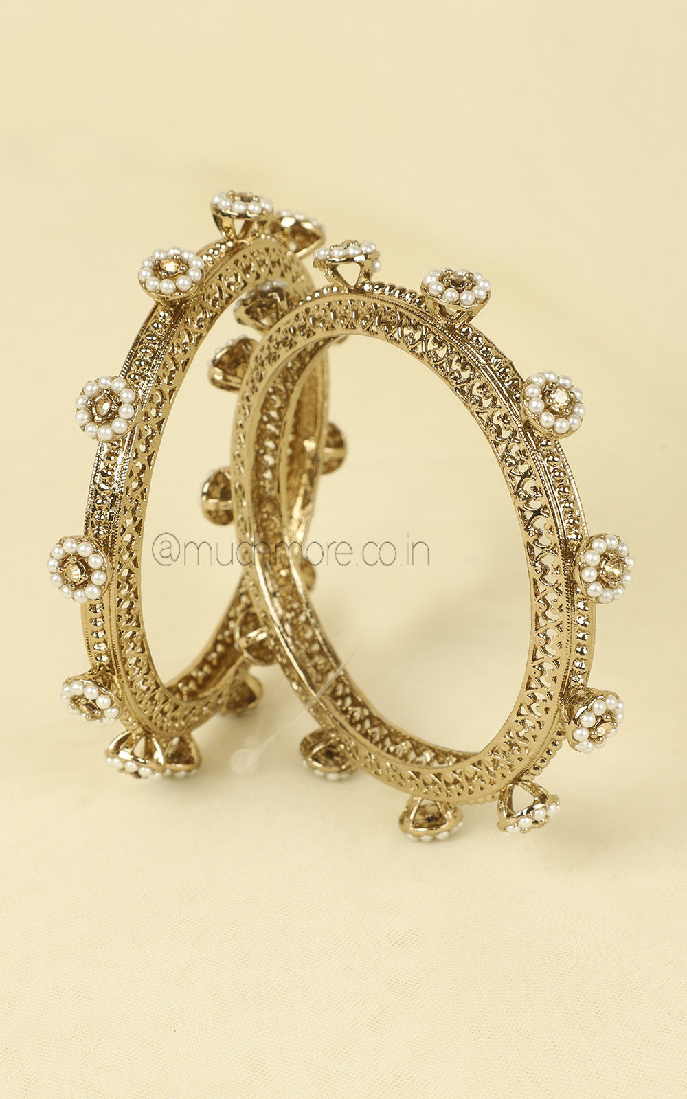 Pearl Pacheli Bangles in Antique Gold
