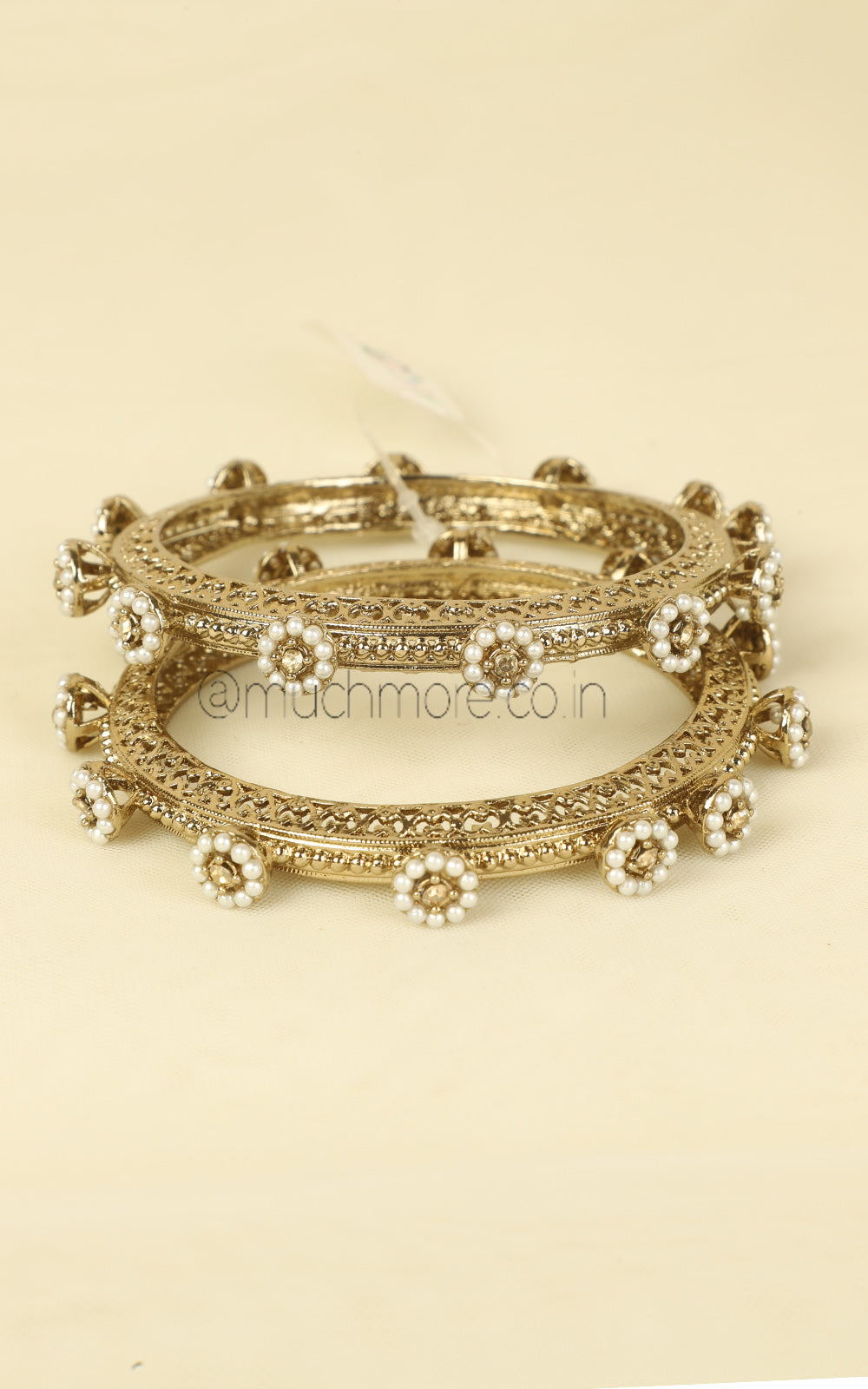 Pearl Pacheli Bangles in Antique Gold