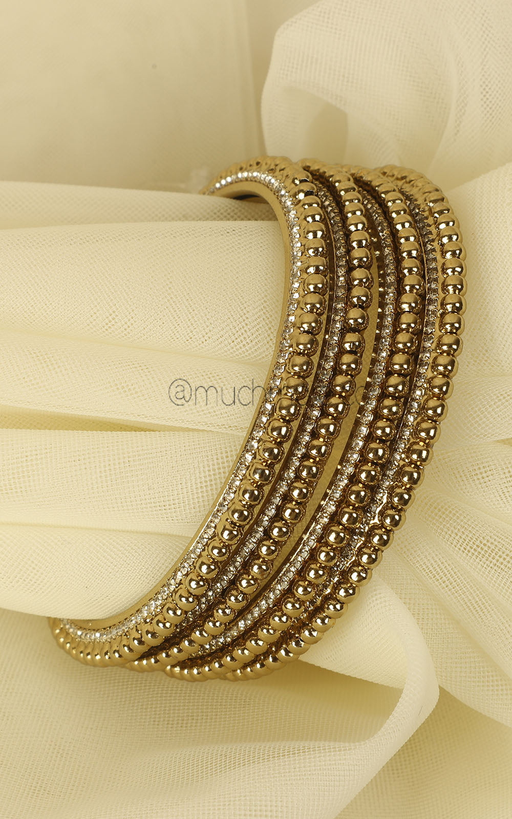 Set Of 4 Antique Gold Beads For Wedding & Festive Wear