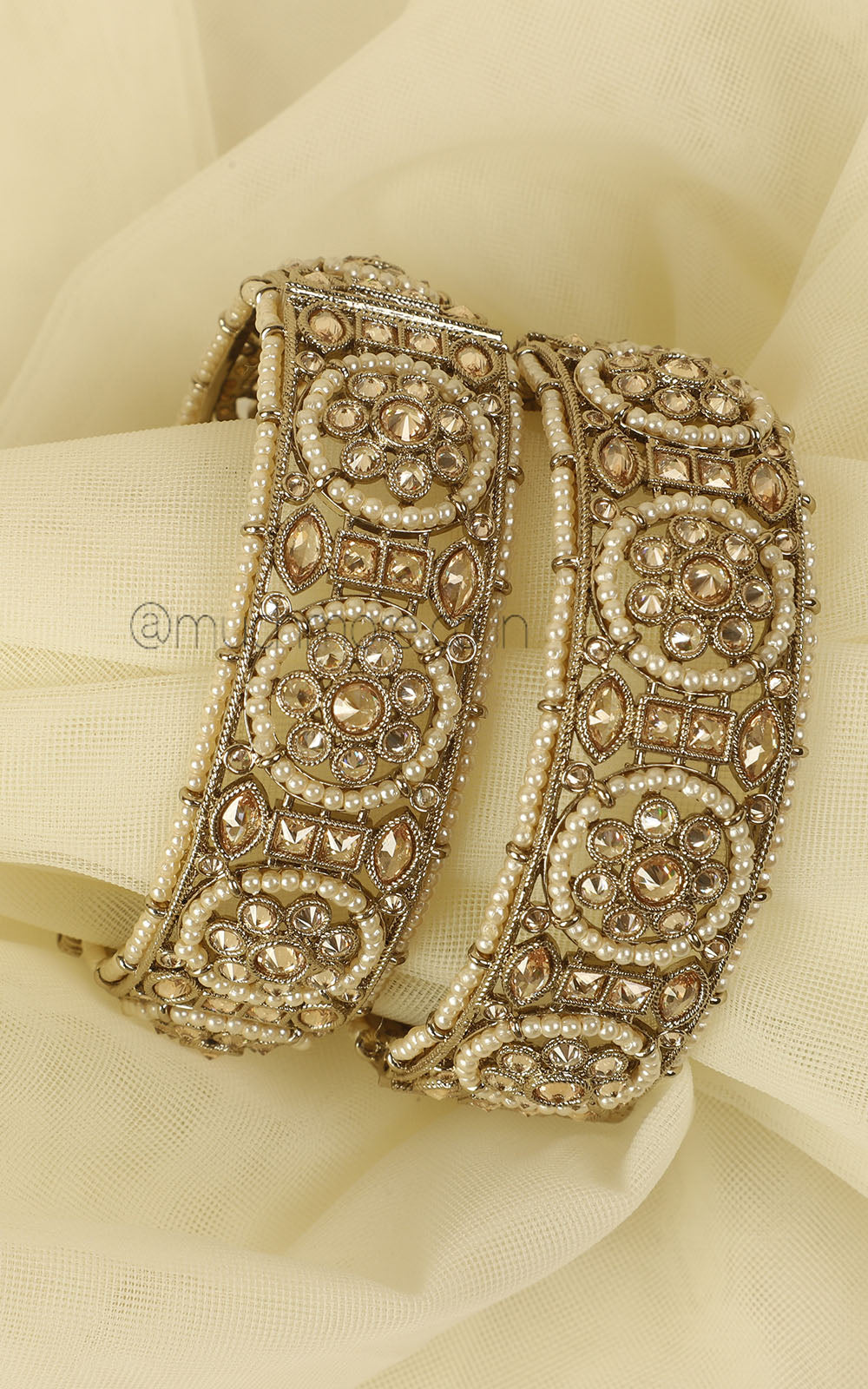 Reverse AD Kada Bangles With Pearl Detailing