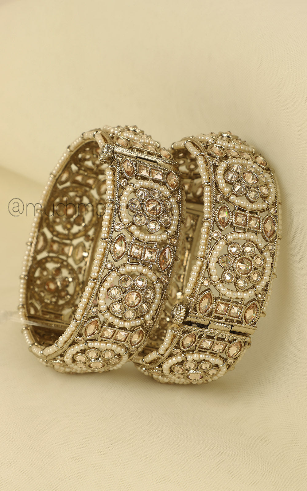Reverse AD Kada Bangles With Pearl Detailing