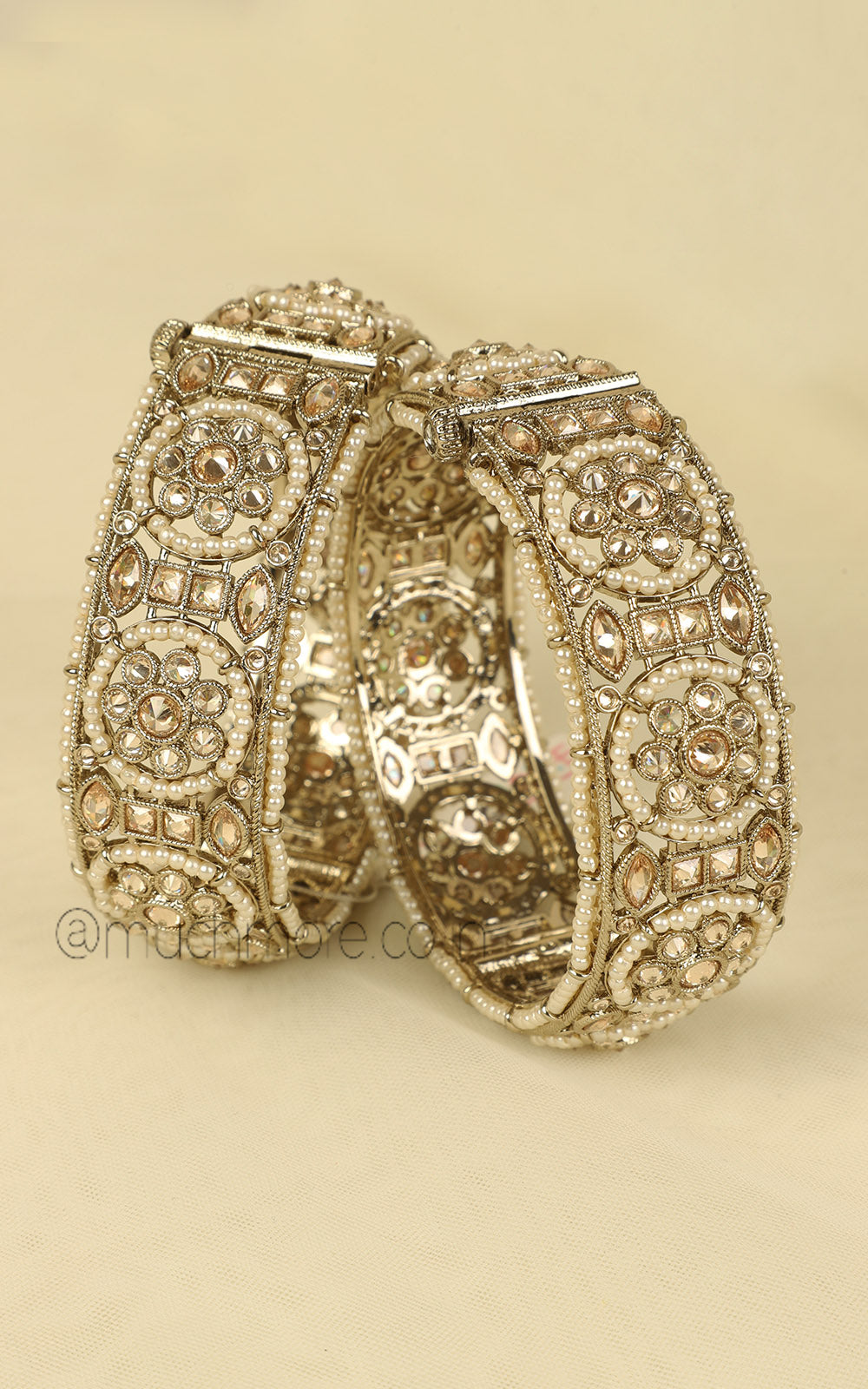 Reverse AD Kada Bangles With Pearl Detailing