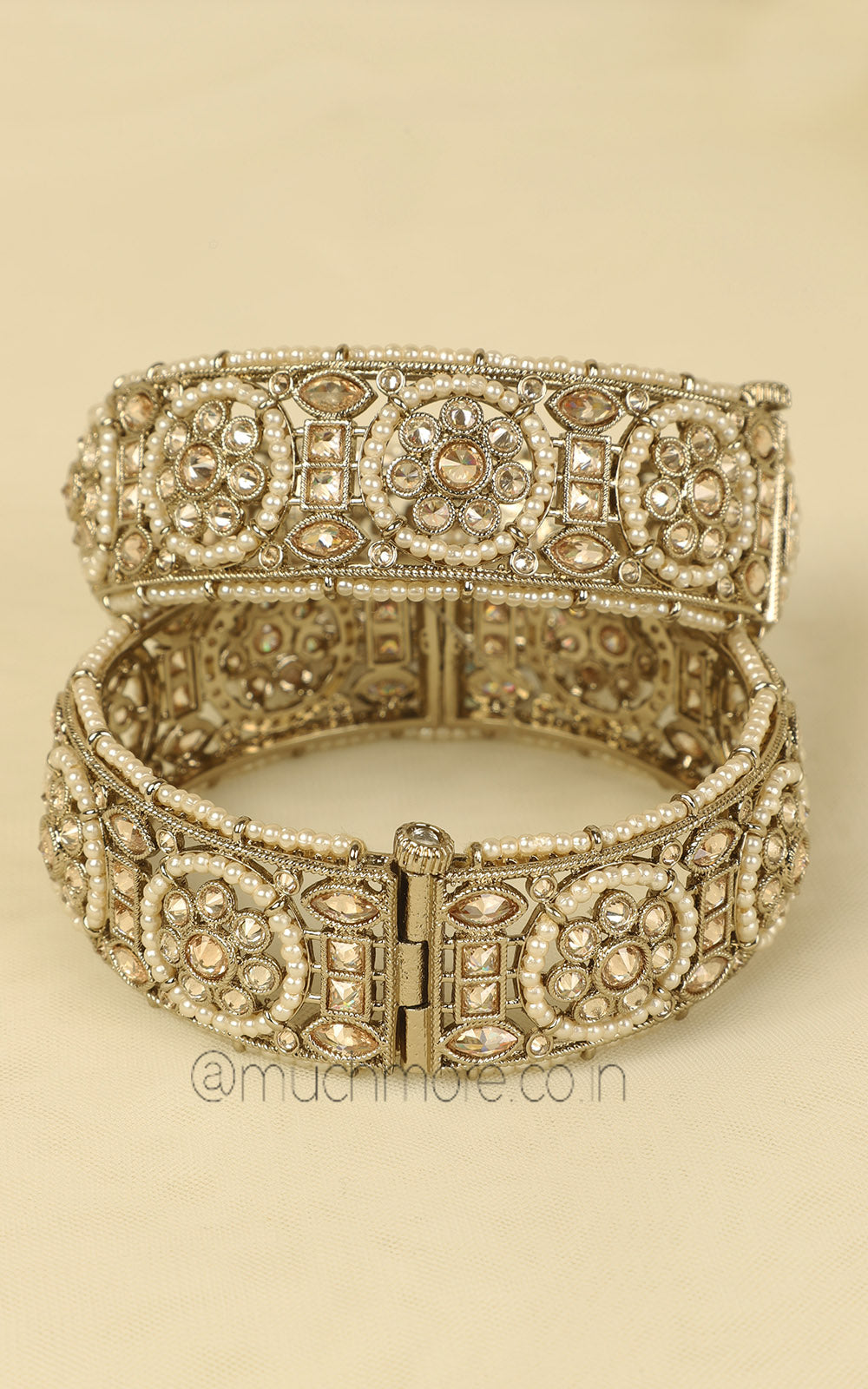 Reverse AD Kada Bangles With Pearl Detailing