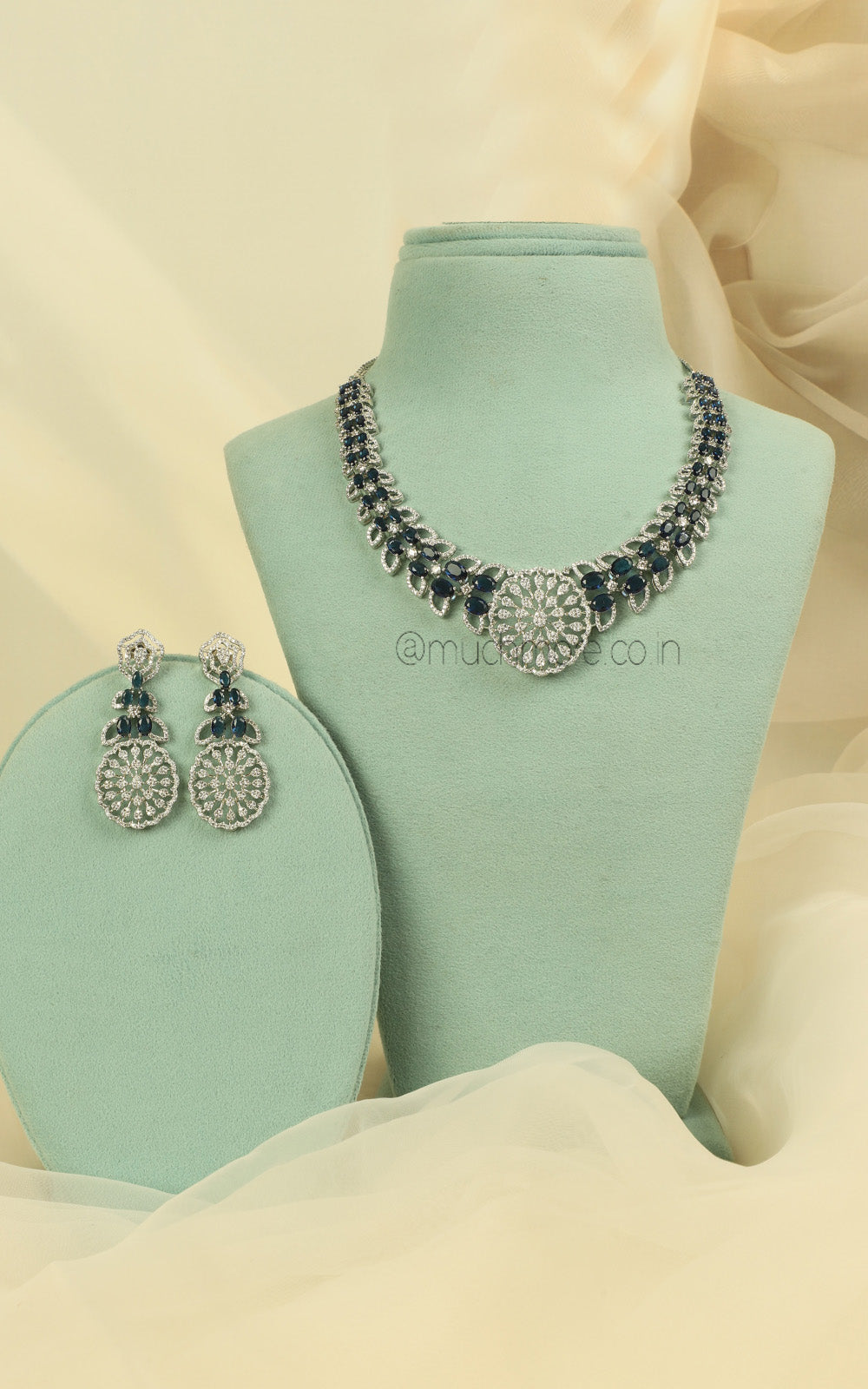Silver Zircon Necklace Earrings Women Best Price Sale India