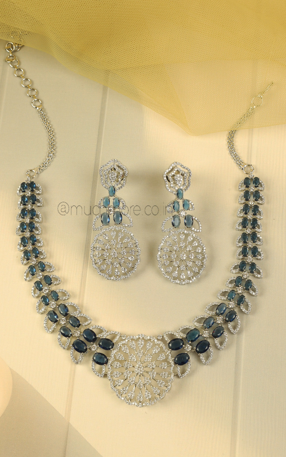 Silver Zircon Necklace Earrings Women Best Price Sale India