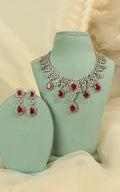Modern Elegant Ruby Zircon Necklace Set Crafted With Fine Detailing