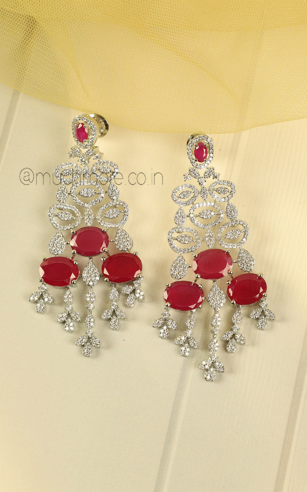 Ruby Silver Zircon Choker Necklace Set Buy Online In India