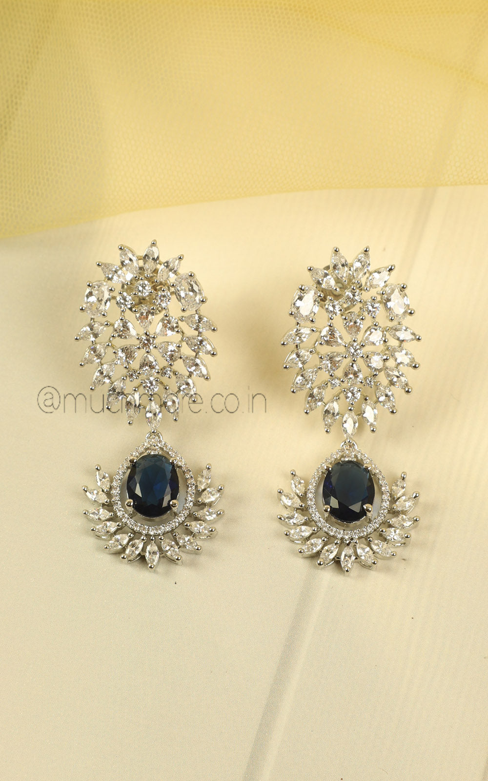 Party Wear Diamond Sapphire Blue Necklace Set | Trendy Luxury Jewellery