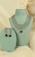 Bridal Statement Sapphire Blue Diamond Zircon Necklace Set Online