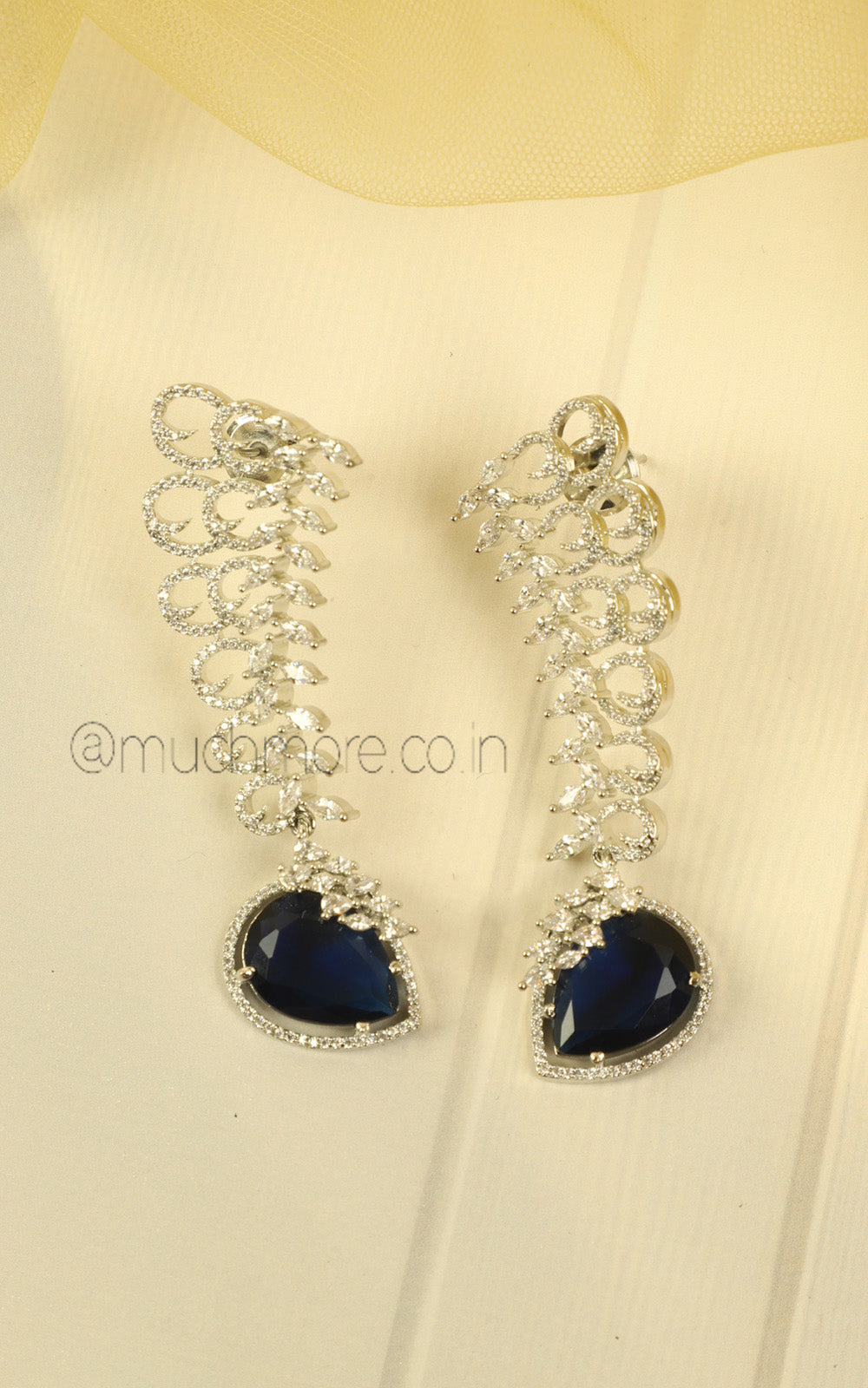 Bridal Statement Sapphire Blue Diamond Zircon Necklace Set Online