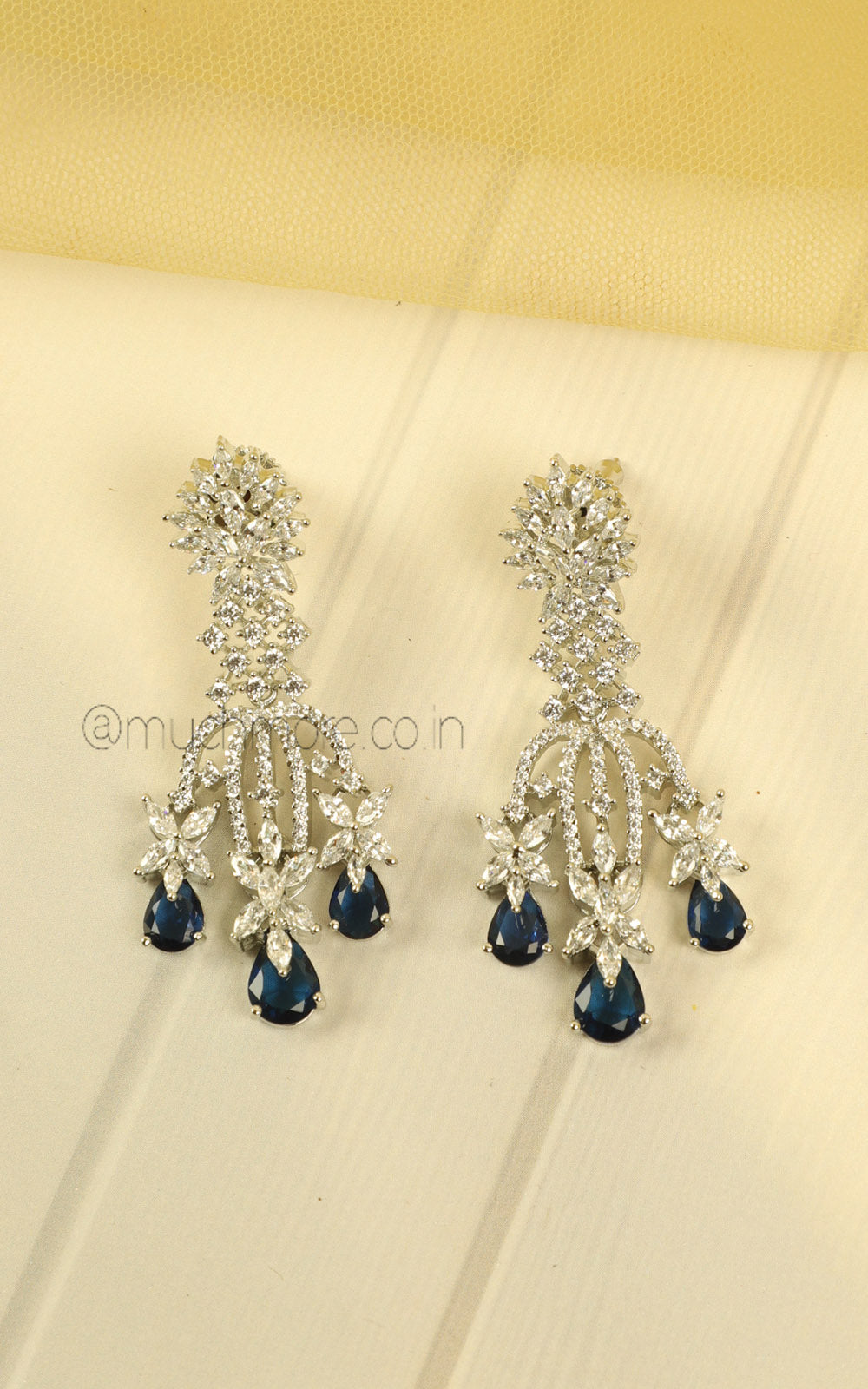 Glamorous Sapphire Blue Zircon Necklace Set Designed For Brides