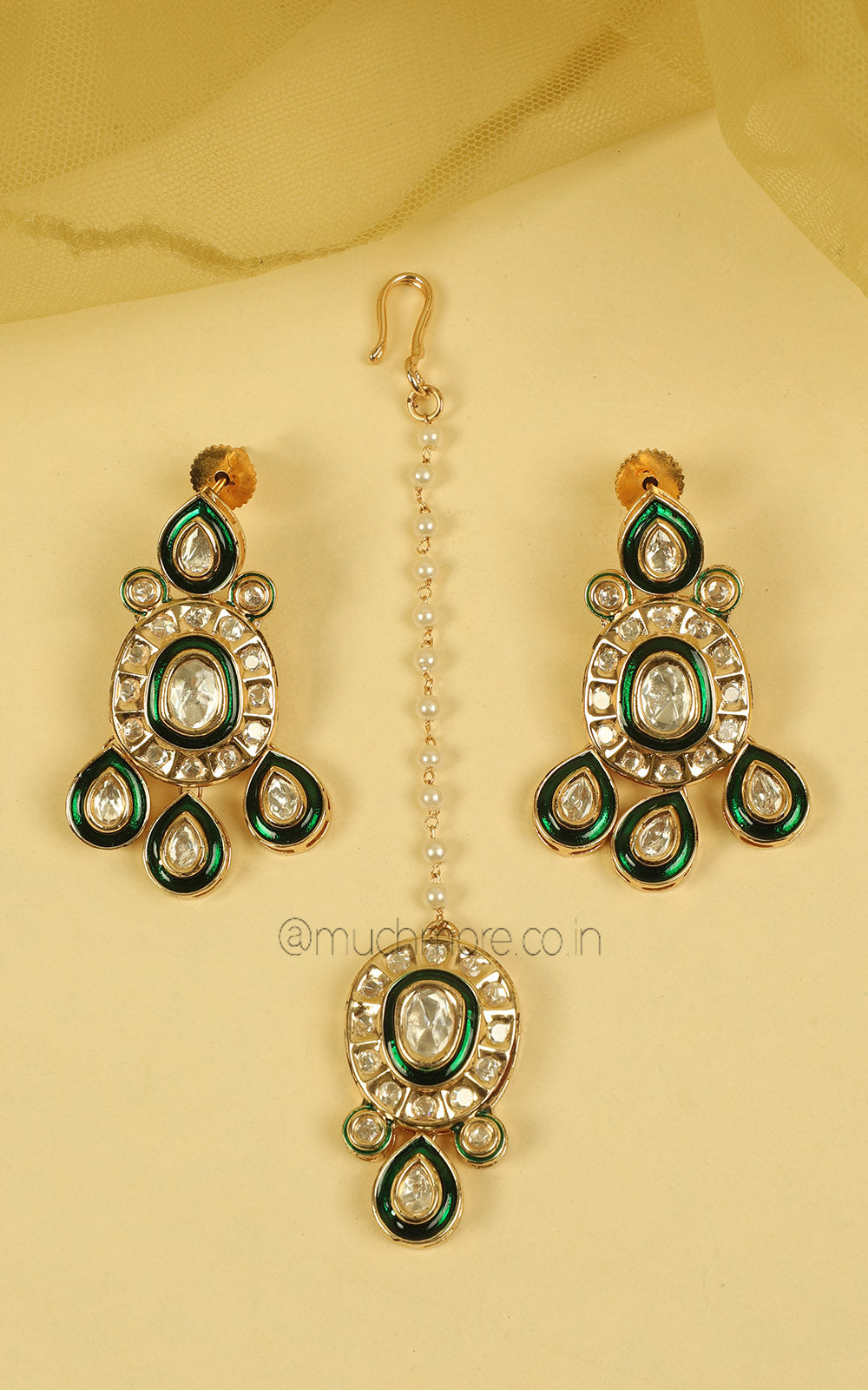 Kundan Meenakari Gold Polish Bridal Necklace Set