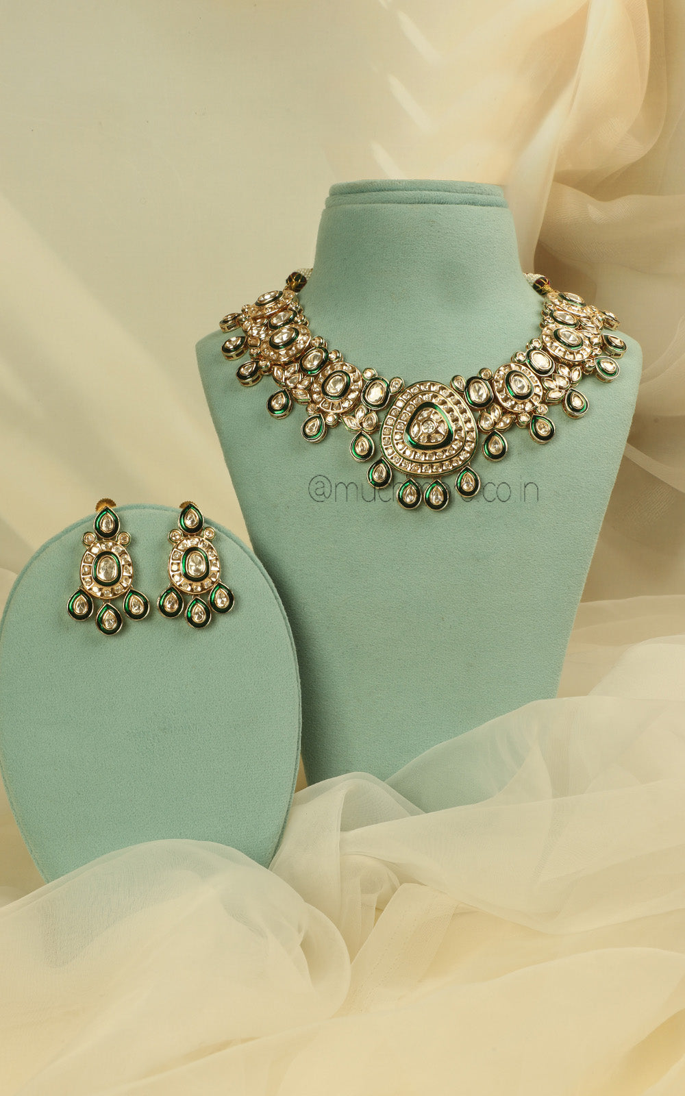 Kundan Meenakari Gold Polish Bridal Necklace Set