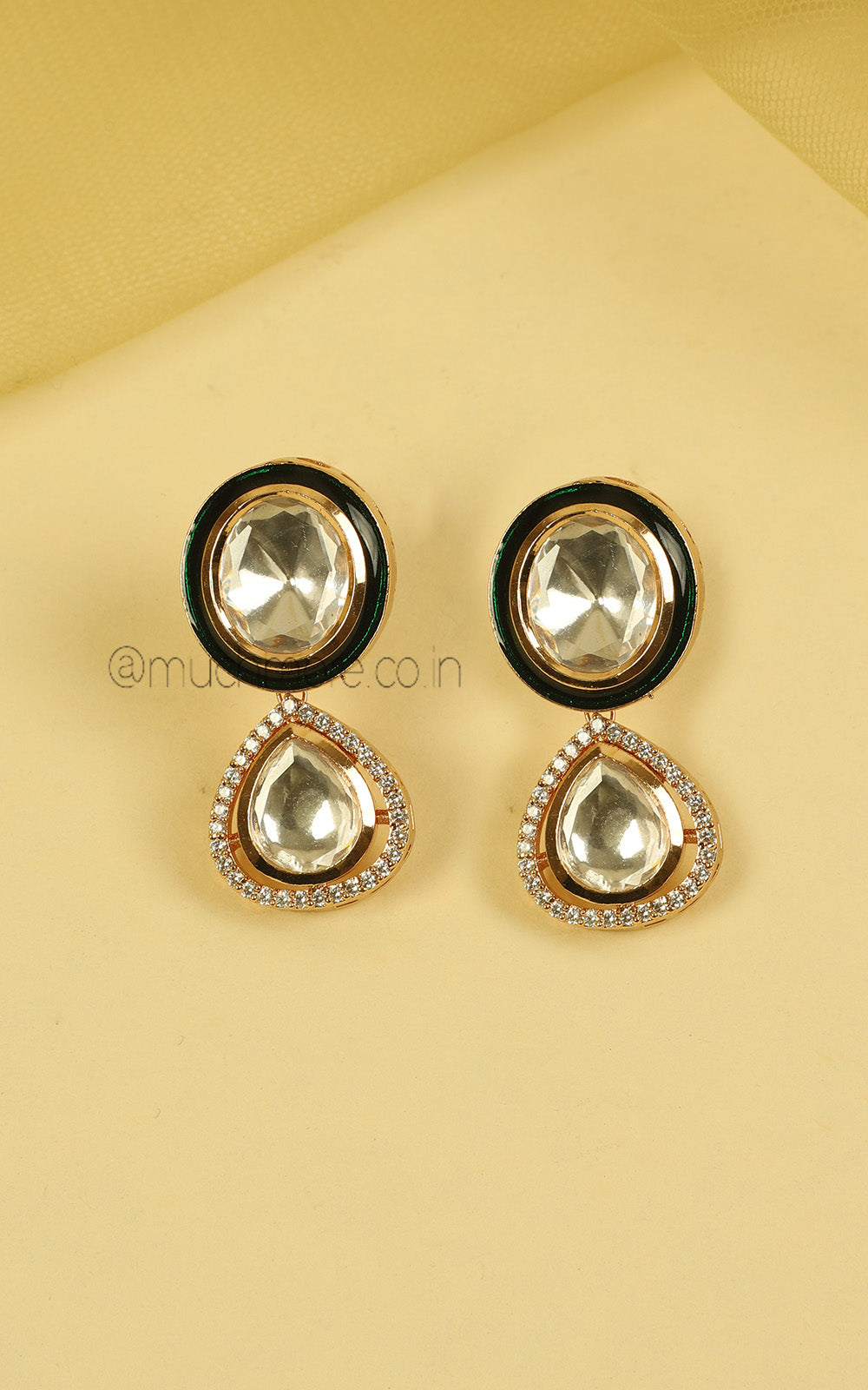 Traditional Kundan Bridal Long Necklace String Earrings Set