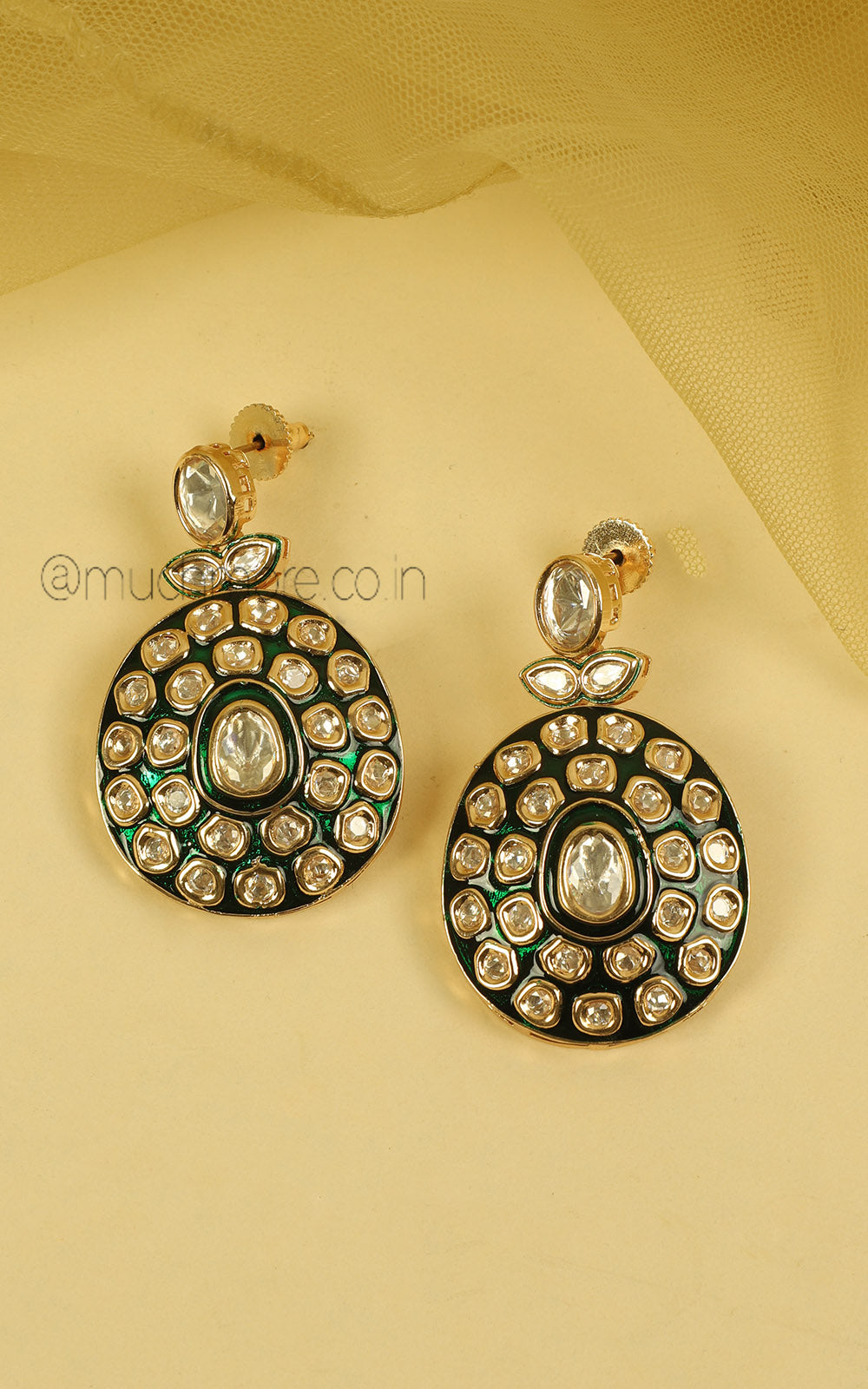 Designer Green Kundan Long Necklace With Pendant In Middle