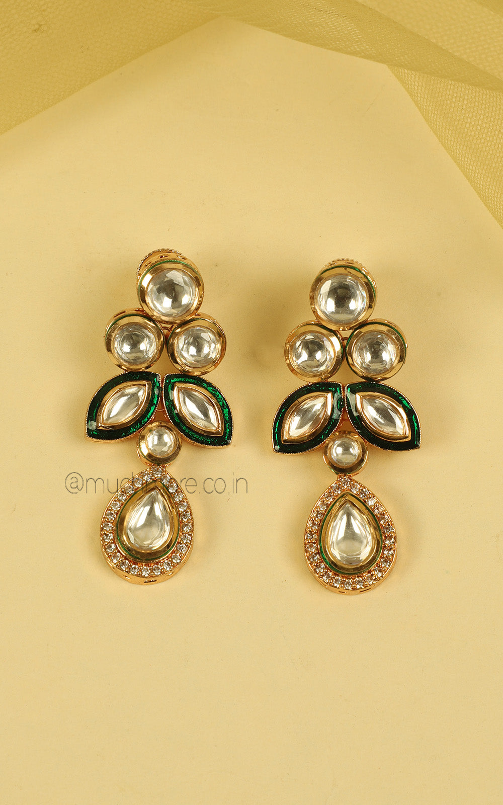 Elegant Meenakari Emerald Kundan Necklace For Bride