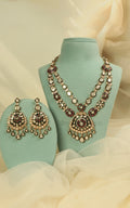 Ruby Green Meenakari Double Layer Necklace Earrings Tikka Set